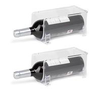 KROWN - Organizador de Botellas 10x10x20cm, Botellero Apilable Transparente, Botellero Vino Nevera, Botellero Encimera, Almacenamiento Botellas, Porta Botellas Apilable (2 Porta Botellas)