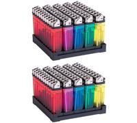 KROWN - Pack de 100 Encendedores Desechables, Mechero Encendedores Transparentes de Plástico