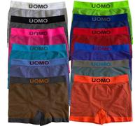 KROWN Pack de 12 Calzoncillos Boxer UOMO Talla M - L - XL Sin Costuras Ropa Interior Slip Hombre Sexy Calzones Bombacho Pantalones Cortos Calzón. Surtido de Colores a Rayas, Poliéster