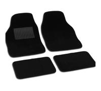 KROWN - Set de 4 Alfombrillas Universales Antideslizantes y Resistentes para Coche, Protector de Fibras Negras, Fácil de Limpiar y Aspirar