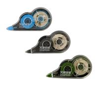 KROWN - Tipex Cinta Correctora Blanca, 5 mm x 12 metros, Set Cintas Correctoras Ideal para Material Escolar y Papeleria Oficina, Útil para Borrar y Escribir de Inmediato (Pack de 3)