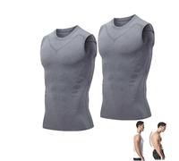 KRRHUEO Menionic Tourmaline Posturecorrector Vest,Ionic Shaping Sleeveless Shir,Back Support Vest Posture Corrector For Men (M,2PCS-D)