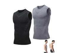 KRRHUEO Menionic Tourmaline Posturecorrector Vest,Ionic Shaping Sleeveless Shir,Back Support Vest Posture Corrector For Men (M,2PCS-A)