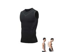 KRRHUEO Menionic Tourmaline Posturecorrector Vest,Ionic Shaping Sleeveless Shir,Back Support Vest Posture Corrector For Men (L,Black)