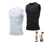 KRRHUEO Menionic Tourmaline Posturecorrector Vest,Ionic Shaping Sleeveless Shir,Back Support Vest Posture Corrector For Men (S,2PCS-C)