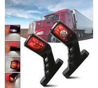 Krtopo 2X 9LED Luces de Marcador Laterales 24V Trailer Lámpara Lateral de Tres Lados Tres Colores Advertencia Amarillo Blanco Luz roja para Camión RV Caravan