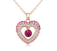 KRUCKEL Collar con colgante de corazón de amor hecho con cristales de Swarovski | Collar con colgante de corazón chapado en oro rosa, regalo de joyería para mujeres y niñas adolescentes - NIS0052