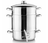 Krüger Exprimidor de Frutas Vapor Acero Inox 26 CM, 8L Ollas Con Tapa de Cristal