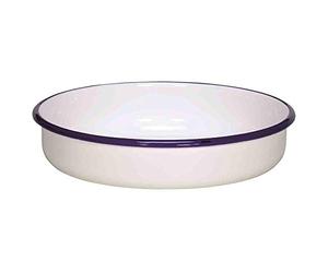 Krüger 'Karl 442 F/24/B - Cuenco Redondo Pulgadas sombrilla (Diámetro 24 cm - Cuenco Redondo, Acero, Color Blanco con Borde Azul, 24 x 5, cm