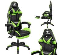 Krüger&Matz Warrior - Silla para Videojuegos, policloruro de Vinilo y Piel sintética, Color Negro y Verde