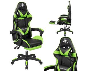 Krüger&Matz Warrior - Silla para Videojuegos, policloruro de Vinilo y Piel sintética, Color Negro y Verde