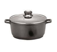 Krüger Olla De Carne "Delta" 16 Cm Aluminio, Con Tapa De Vidrio 1,3L Olla Negra