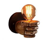 KRUIHAN Luces de pared industriales retro en forma de puño, soporte de lámpara E27, decoración creativa para cafetería, bar, hogar, lámpara rústica vintage para sala de estar, mesita de noche