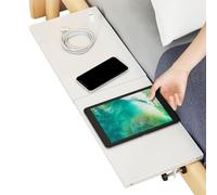Krujecnt Mesita de noche retráctil - Estante de mesa de cama de acero al carbono | Bandeja que ahorra espacio para dormitorio, escuela, adolescente, hogar, dormitorio, apartamento, organización