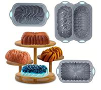 Krujecnt Molde De Pan De Silicona, Molde para Pan de Plátano de Silicona, 4 Piezas Apto Para Lavavajillas Moldes De Cocina Casera Para Pasteles Brownies Lasagna