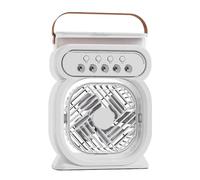 Krujecnt Ventilador Portátil con Niebla - Pequeño Ventilador de Sobremesa con Nebulizador Portátil - Humidificador Silencioso Recargable con Luz Nocturna y Circulador de Aire para Dormitorio Camping