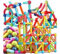 KRUMAD Bloques de construcción magnéticos, 100 piezas, juguete magnético a partir de 3 años, grandes bloques de construcción con imanes fuertes y colores coloridos, juguetes educativos para promover
