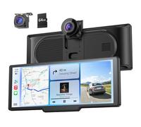 Krunia Pantalla CarPlay portátil 9.26" inalámbrica con cámara 4K y Trasera HD, Compatible con Apple CarPlay/Android Auto, Bluetooth 5.0, Control por Voz, GPS, FM y actualizaciones OTA