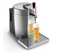 Krups Beertender Máquina Cerveza Presión, Barriles de 5 L, Luz indicadora, Cerveza fresca, Fácil instalación, Indicador de temperatura, Indicador de volumen restante, Loft Edition Silver VB700E00
