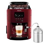 Krups Compact Cappucino - Cafetera superautomática 15 bares, pantalla LCD, 3 niveles intensidad de 20ml a 220ml, programa de limpieza y descalcificación, molinillo integrado, jarra leche