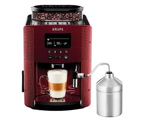 Krups Compact Cappucino - Cafetera superautomática 15 bares, pantalla LCD, 3 niveles intensidad de 20ml a 220ml, programa de limpieza y descalcificación, molinillo integrado, jarra leche