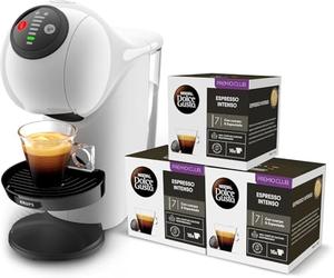 KRUPS Dolce Gusto Genio S, Cafetera Cápsulas + Café, Depósito 0,8L, Blanca | Ultracompacta, 15 Bares, Bebidas calientes y frías, Tecnología Automática, Depósito extraíble, 2 Niveles temperatura, KP2431C