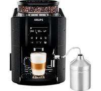 Krups Essential, Cafetera superautomática, Depósito de agua de 1,7 L, 3 niveles de temperatura, 3 texturas de molienda, 15 Bares, Pantalla LCD intuitiva, Incluye accesorio para la leche, Negra, EA8160