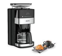 Krups Grind and Brew, Cafetera de filtro con molinillo 1,25 L, 10-15 tazas, cafetera automática con café en Grano y Molido, molinillo cónico, panel de control digital LED, 3 Niveles Intensidad, KM8328