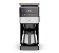 Krups Grind Aroma XL KT842810 Cafetera filtro, trituradora cónica extraíble, panel de control digital, capacidad XL (1,25 l), termo de acero inoxidable, negro/acero inoxidable