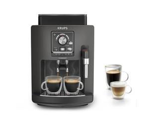 KRUPS Harmony, Cafetera Superautomática, 4 Bebidas, Espumador Leche, Carbón | 4 Bebidas de café y leche + Espumador de leche, Fácil de usar, Limpieza automática, Función de doble taza, Compacta, EA508B
