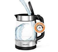 KRUPS - Hervidor eléctrico de vidrio de 1,7 litros: 1500 W de ebullición rápida con indicador LED, filtro antiescala, apagado automático y diseño inalámbrico, hervir 1 taza en 80 segundos para un té y