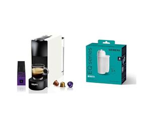 Krups Minimáquina de cápsulas de café NESPRESSO XN1101 Essenza | 1260W | blanco | Filtro de agua 0,7 litros y Siemens BRITA Intenza TZ70033A