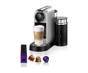 Krups Nespresso Citiz & Milk XN761B - Cafetera de cápsulas monodosis, con 19 bares de presión, thermoblock, capacidad 1L, función automática, con Aeroccino, color Plata, incluye pack de bienvenida