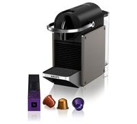 Krups Pixie XN306T10 Nespresso XN 306 T Máquina de Café con Cápsulas, 1260 W, Negro/Titanio, 0.7 L, 2 tipos de bebida (Espresso/Largo), Apagado Automático