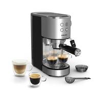 Krups Virtuoso+ Autotamping, Cafetera Espresso, Sistema de autoprensado, 15 bares, Panel Frontal Inutitivo, Calidad Barista, 1350 W, Compacto, Inox, XP499EE0