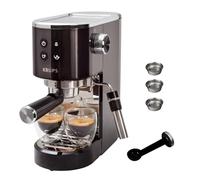 Krups Cafetera Espresso bomba Virtuoso Essential, 15 Bares de Presión, Boquilla de Vapor Dual, Thermoblock, Cuchara Medidora y Compactador, Negro, XP444G