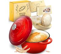 KRUSTENZAUBER - Cazuela de hierro fundido con cesta de fermentación (26 cm, esmaltado de alta calidad) - Olla de pan de hierro fundido ideal para hornear