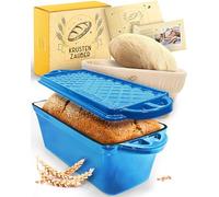 KRUSTENZAUBER Molde de pan esmaltado con tapa, incluye cesta de fermentación, molde robusto de 28 cm de hierro fundido, ideal como molde de caja, pan tostado, molde para pan, molde de pan, olla de