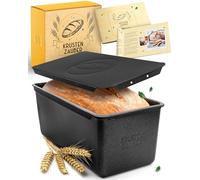 KRUSTENZAUBER Molde para pan con tapa - Molde de acero al carbono para una distribución perfecta del calor hasta 260 °C, ideal para masa madre y panes, molde antiadherente para una corteza y forma