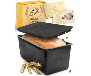 KRUSTENZAUBER Molde para pan con tapa - Molde de acero al carbono para una distribución perfecta del calor hasta 260 °C, ideal para masa madre y panes, molde antiadherente para una corteza y forma