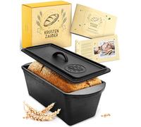 KRUSTENZAUBER Molde para pan de hierro fundido con tapa - Molde rectangular resistente de 28 cm - Ideal como molde para pan, molde para pan, cacerola de hierro fundido, accesorios para hornear