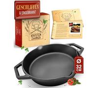 KRUSTENZAUBER Sartén parrilla de hierro fundido 32 cm pulida, Cacerola