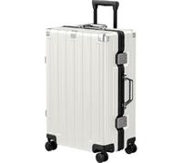 Krute Equipaje con marco de aluminio, Blanco, Checked-Medium (24 Inch), Equipaje de aluminio con marco de aluminio sin cremallera