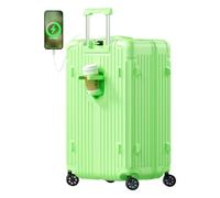 Krute Equipaje de mano con portavasos, maletas USB de 20 pulgadas con ruedas dobles giratorias, equipaje rígido con bloqueo TSA, Applegreen, 28IN with Holder,USB Port, Equipaje central rígido con