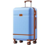 Krute Juego de maletas de 2 piezas de PC + ABS rígidas con ruedas giratorias dobles TSA, bloqueo TSA, equipaje de mano de 20 + 28 pulgadas, azul claro, 61 cm