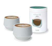 KRUVE Imagine - Juego de dos tazas de café con leche de porcelana, tazas de espresso de doble pared, diseño esférico térmico de 8.5 onzas para arte con leche, tazas de café aisladas para retención de