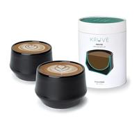 KRUVE Imagine - Juego de dos tazas de café con leche de porcelana, tazas de espresso de doble pared, diseño esférico térmico de 8.5 onzas para arte con leche, tazas de café aisladas para retención de