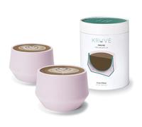 KRUVE Imagine Tazas de Café con Leche de Porcelana, Tazas de Café con Leche de Doble Pared, Juego de Dos Tazas de Cristal - 8.5 oz Diseño Esférico Térmico para Arte, Tazas de Café Aisladas para