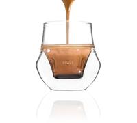 KRUVE Propel, vidrio expreso, hecho a mano, doble pared, transparente, 2.5 onzas, diseño científico (juego de dos)