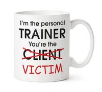 Kruzroyal Divertida taza de entrenador personal - Taza de café de broma para víctimas del cliente, regalo de entrenador de fitness PT para hombres y mujeres, instructor de gimnasio, taza de cerámica